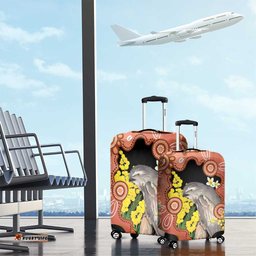 Australia Tawny Frogmouth Luggage Cover Golden Wattle Banksia Aboriginal Art LT14