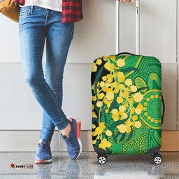 Australia Golden Wattle Luggage Cover Aussie Native Flowers Indigenous Art LT14