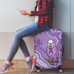 Australia Epilepsy Awareness Luggage Cover Purple Budgerigar Plumeria Aboriginal LT14