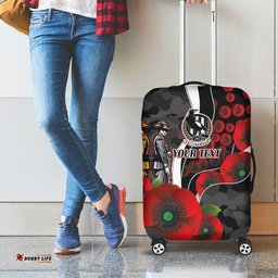 Collingwood Magpies ANZAC Personalised Luggage Cover Lest We Forget Poppy Camo LT9