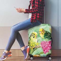 Birds and Floral Aussie Budgerigars Luggage Cover Mint Opal LT7