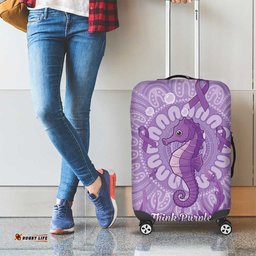 Australia Epilepsy Awareness Luggage Cover Seahorse Think Purple Ribbon Aboriginal LT14