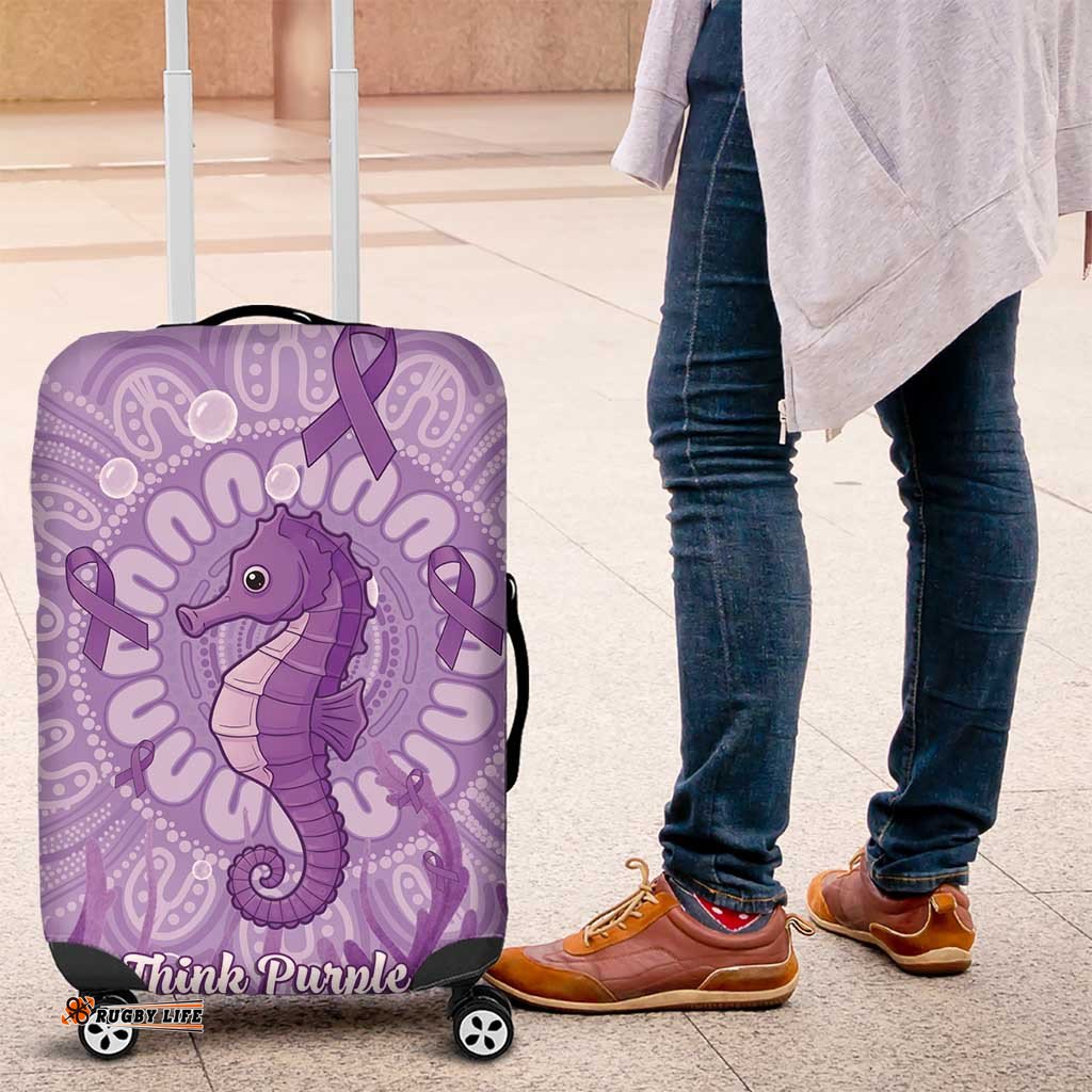 Australia Epilepsy Awareness Luggage Cover Seahorse Think Purple Ribbon Aboriginal LT14