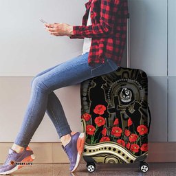 Collingwood Magpies ANZAC Day Luggage Cover Indigenous Dot Art with Poppy Flower Tribute TS04