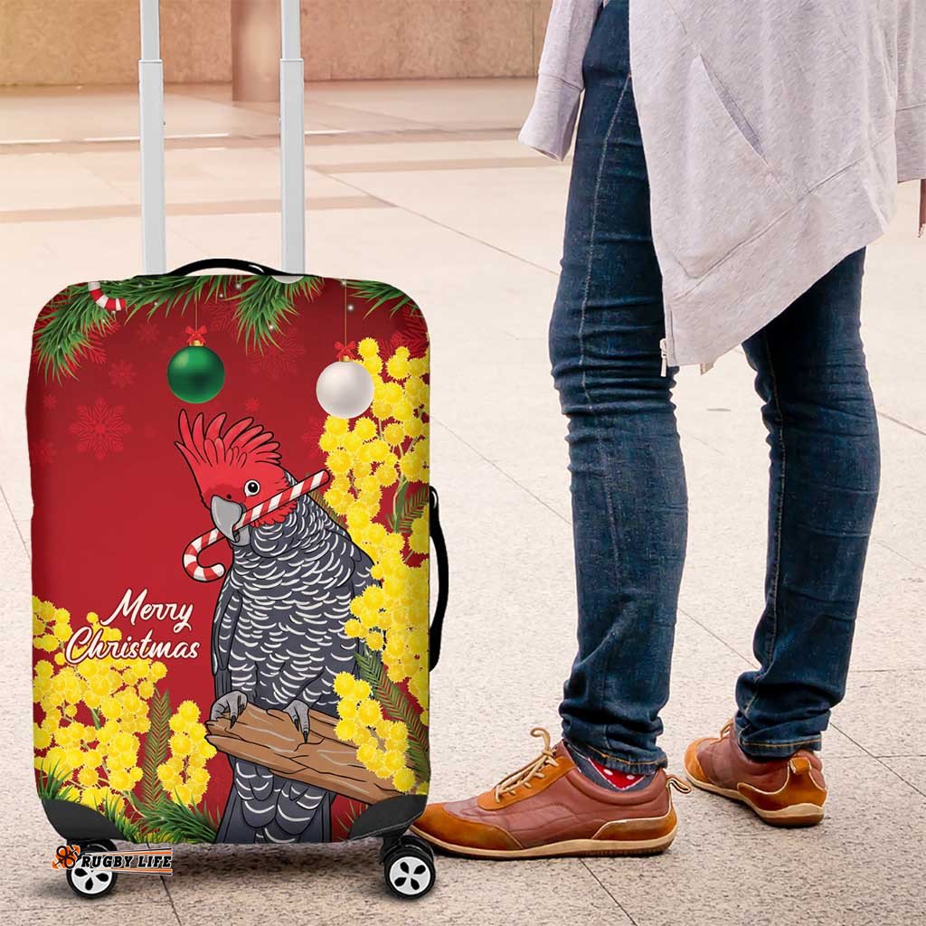 Australia Gang-gang Cockatoo Christmas Luggage Cover Callocephalon Fimbriatum Golden Wattle Red LT14