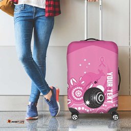 Custom Bowls Australia Breast Cancer Luggage Cover Pink Ribbon Kangaroo Aboriginal Art LT14