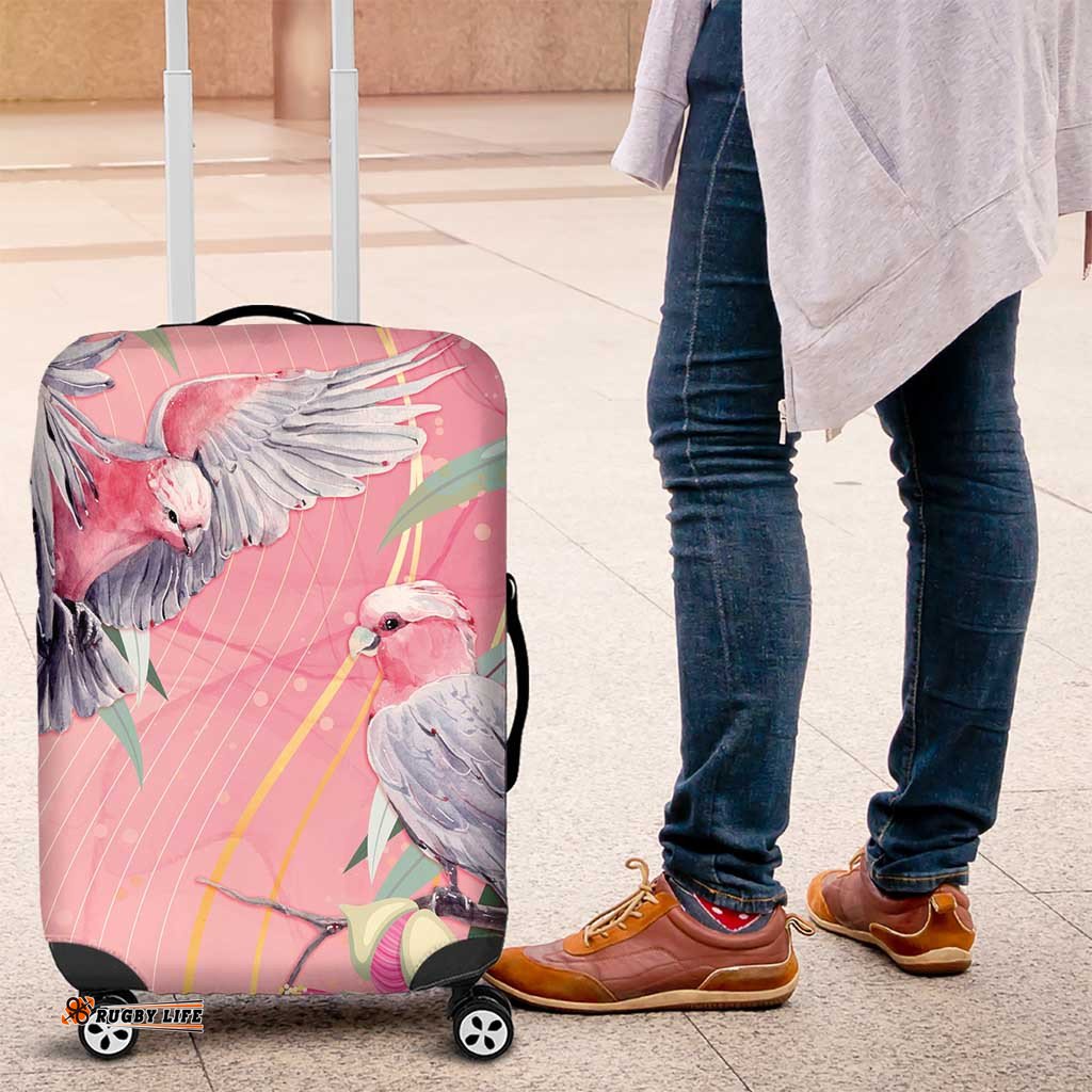 Australia Breast Cancer Awareness Luggage Cover Pink Galah with Eucalyptus Flowers LT7
