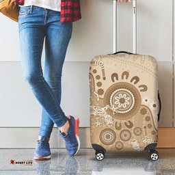Beige Lizards Australia Luggage Cover Boomerang Indigenous Art LT14