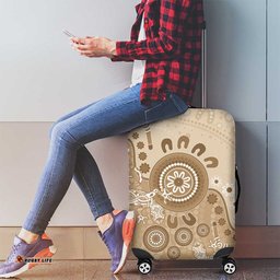 Beige Lizards Australia Luggage Cover Boomerang Indigenous Art LT14