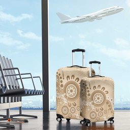 Beige Lizards Australia Luggage Cover Boomerang Indigenous Art LT14