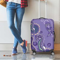 Australia Epilepsy Awareness Luggage Cover Aboriginal Purple Ribbon with Seahorse LT7