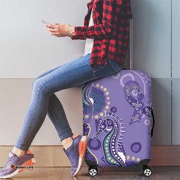 Australia Epilepsy Awareness Luggage Cover Aboriginal Purple Ribbon with Seahorse LT7