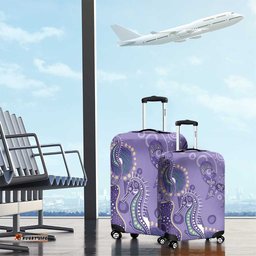 Australia Epilepsy Awareness Luggage Cover Aboriginal Purple Ribbon with Seahorse LT7