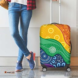 Australia First Nation LGBTQ+ Luggage Cover Aboriginal Rainbow Flag LT7
