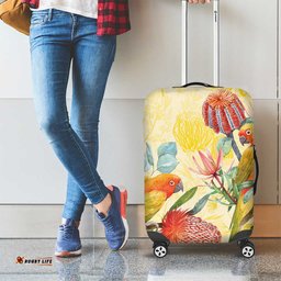 Birds and Floral Aussie Lorikeet Luggage Cover Pastel Yellow LT7