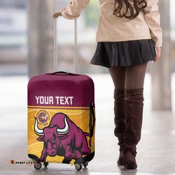 Custom Australia Queensland Cricket Luggage Cover Go Bulls - Aboriginal Art LT14