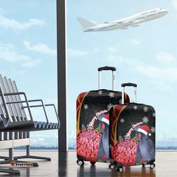 Australia Palm Cockatoo Christmas Luggage Cover Probosciger Aterrimus Waratah Merry Chrissie LT14
