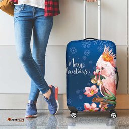 Australia Christmas Pink Cockatoo with Banksia Luggage Cover Snowy Blue LT7