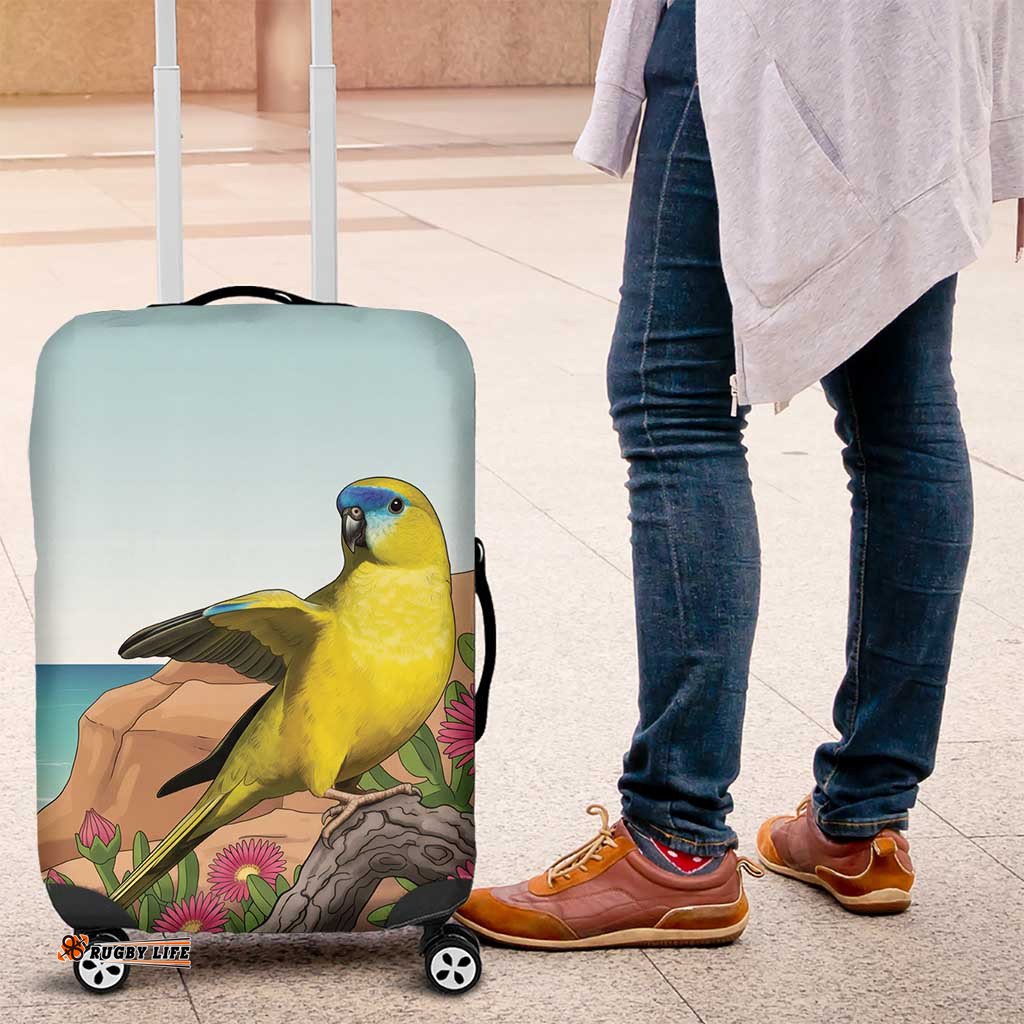 Australia Rock Parrot Luggage Cover Pigface Carpobrotus Rocky Island Vibes LT14