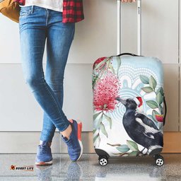 Australia Magpie Christmas Luggage Cover Eucalyptus Aboriginal Watercolor Stylized LT14