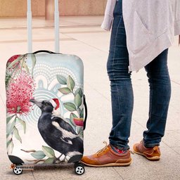 Australia Magpie Christmas Luggage Cover Eucalyptus Aboriginal Watercolor Stylized LT14