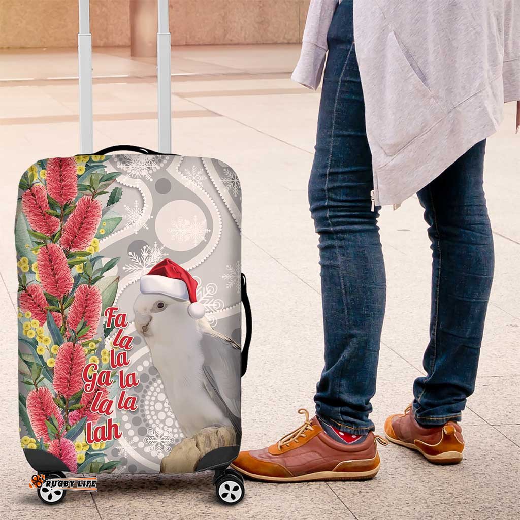 Blue Galah Mutation Christmas Australia Luggage Cover Falalalala Galalah Bottlebrush Grey Aboriginal Art LT14