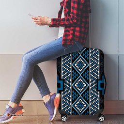 Azure Tukutuku Pattern Aotearoa Luggage Cover Niho Taniwha and Puhoro Motifs LT7