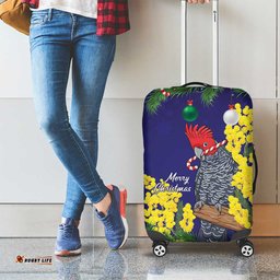 Australia Gang-gang Cockatoo Christmas Luggage Cover Callocephalon Fimbriatum Golden Wattle Blue LT14