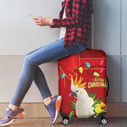 Australia Sulphur-crested Cockatoo Christmas Luggage Cover Aussie Native Flowers Merry Xmas LT14