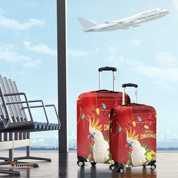Australia Sulphur-crested Cockatoo Christmas Luggage Cover Aussie Native Flowers Merry Xmas LT14