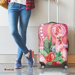 Breast Cancer Pink Cockatoo Luggage Cover Australia Indigenous Watercolor Glaze LT7