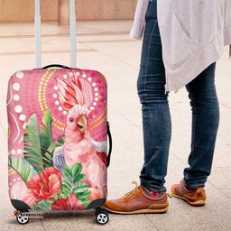 Breast Cancer Pink Cockatoo Luggage Cover Australia Indigenous Watercolor Glaze LT7