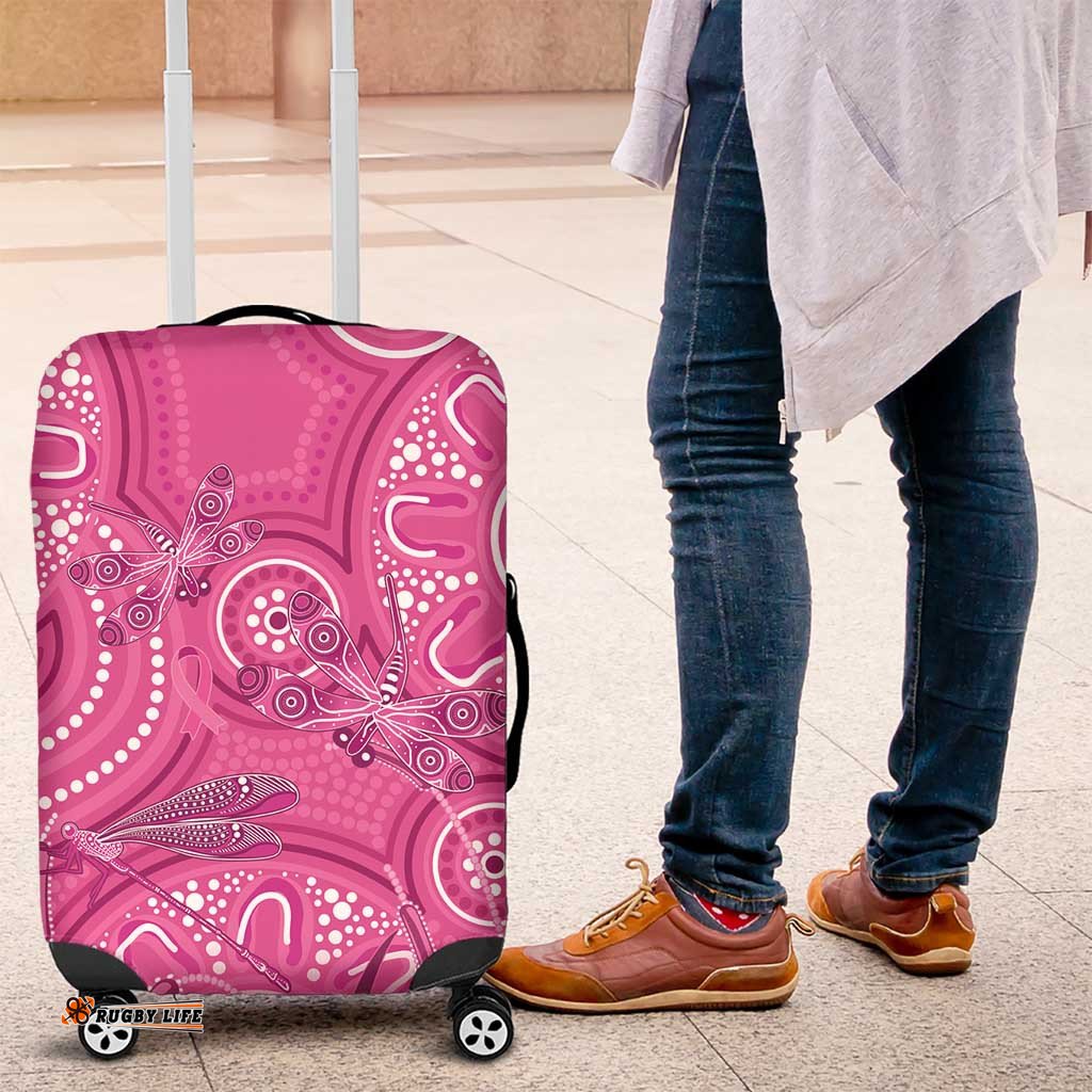 Australia Indigenous Pink Month Luggage Cover Breast Cancer Aboriginal Dragonflies Ribbon LT14