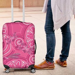 Australia Indigenous Pink Month Luggage Cover Breast Cancer Aboriginal Dragonflies Ribbon LT14