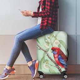 Australia Crimson Rosella Luggage Cover Platycercus Elegans Eucalyptus Alba Watercolor LT14