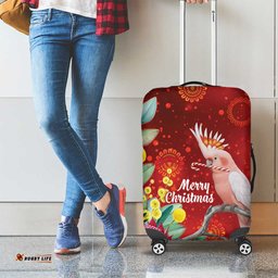 Australia Pink Cockatoo Christmas Luggage Cover Aussie Native Flowers Merry Xmas - Red LT14