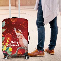 Australia Pink Cockatoo Christmas Luggage Cover Aussie Native Flowers Merry Xmas - Red LT14