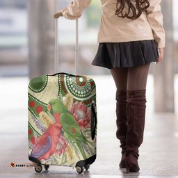 Australia Moluccan Eclectus Luggage Cover Australian Native Flowers Indigenous Art LT14