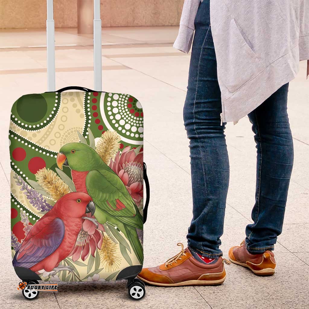 Australia Moluccan Eclectus Luggage Cover Australian Native Flowers Indigenous Art LT14