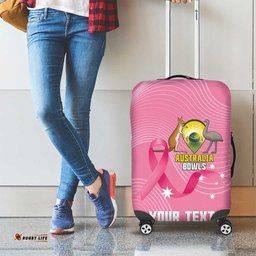 Custom Bowls Australia Breast Cancer Luggage Cover Pink Ribbon Aussie Map With Kangaroo Emu LT14