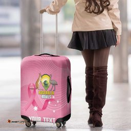 Custom Bowls Australia Breast Cancer Luggage Cover Pink Ribbon Aussie Map With Kangaroo Emu LT14