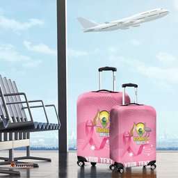 Custom Bowls Australia Breast Cancer Luggage Cover Pink Ribbon Aussie Map With Kangaroo Emu LT14