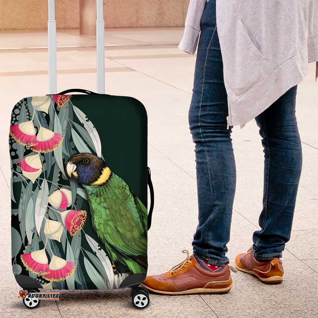 Australian Ringneck Parrot Luggage Cover Barnardius Zonarius Eucalyptus Flowers Aboriginal Art LT14
