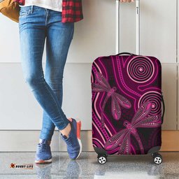 Australia Breast Cancer Awareness Luggage Cover Pink Dragonflies Aboriginal Art LT14