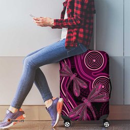 Australia Breast Cancer Awareness Luggage Cover Pink Dragonflies Aboriginal Art LT14