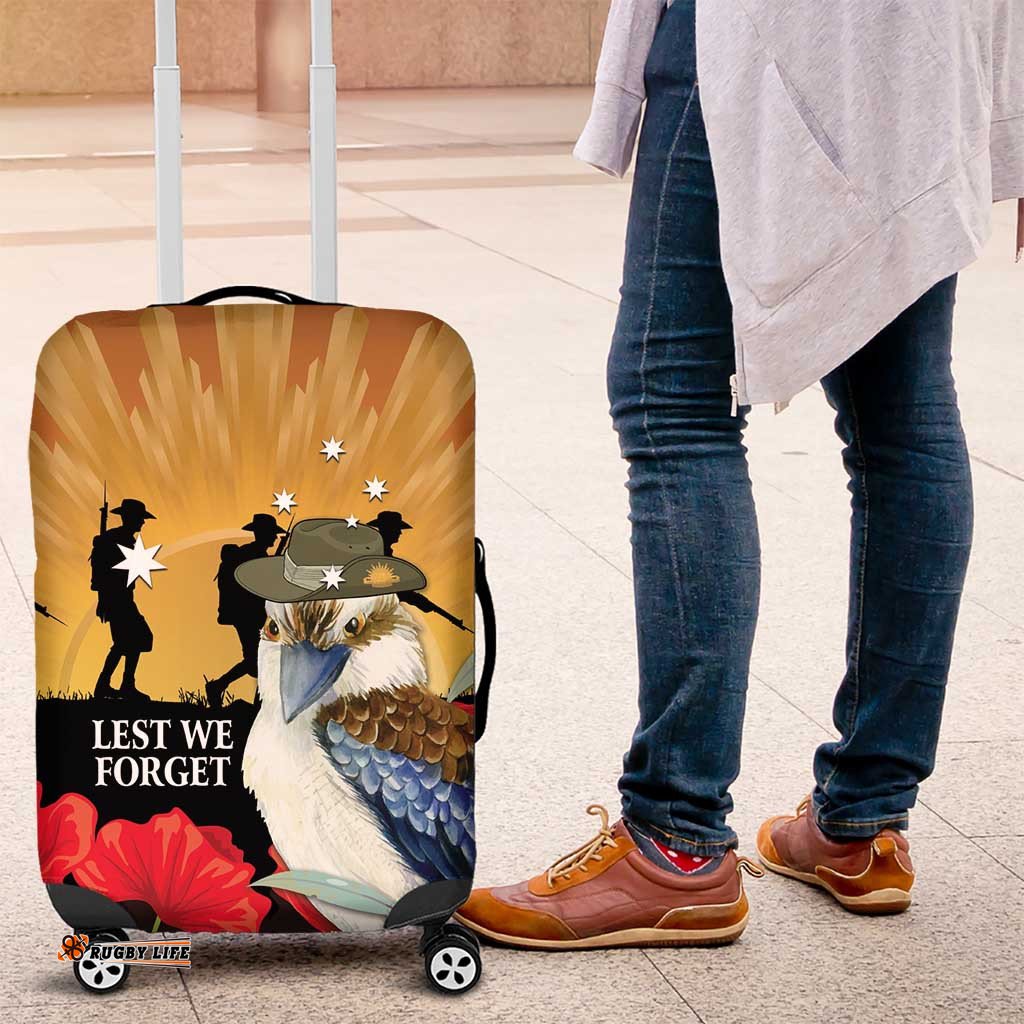 Australia Kookaburra ANZAC Day Luggage Cover Rising Sun 25th April Poppy Eucalyptus Blossoms LT14