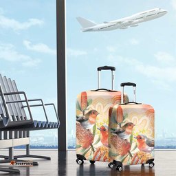 Australia Flame Robin Luggage Cover Petroica Phoenicea Banksia Indigenous Art LT14