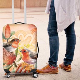 Australia Flame Robin Luggage Cover Petroica Phoenicea Banksia Indigenous Art LT14