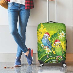 Budgerigar Australia Christmas Luggage Cover Budgies Golden Wattle Aboriginal Green LT14