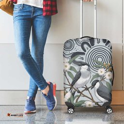 Australia Grey Butcherbird Luggage Cover Eucalyptus Alba Indigenous Art LT14